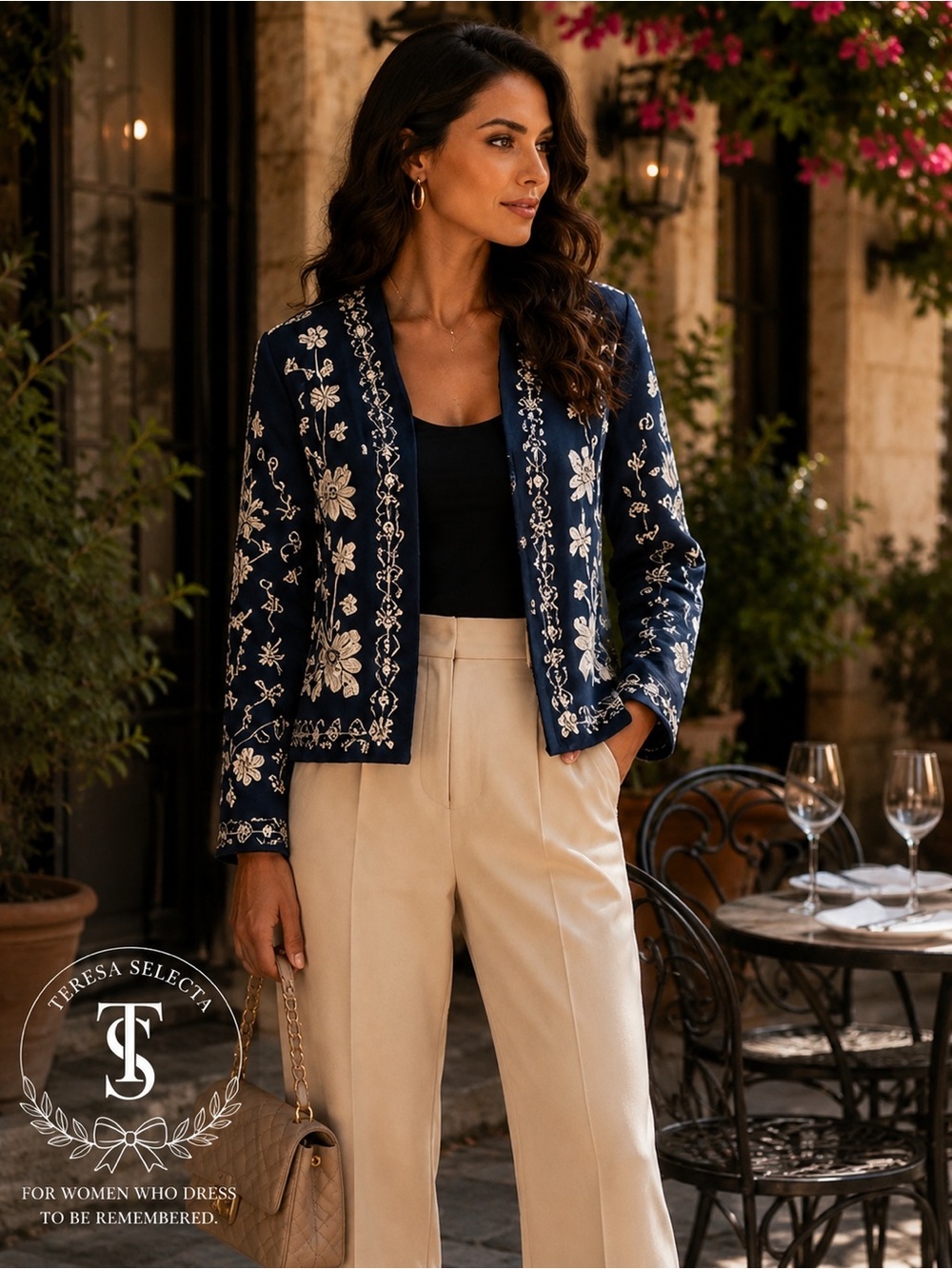 NWT Adore XL Lightweight Embroidered Jacket Blue White Floral